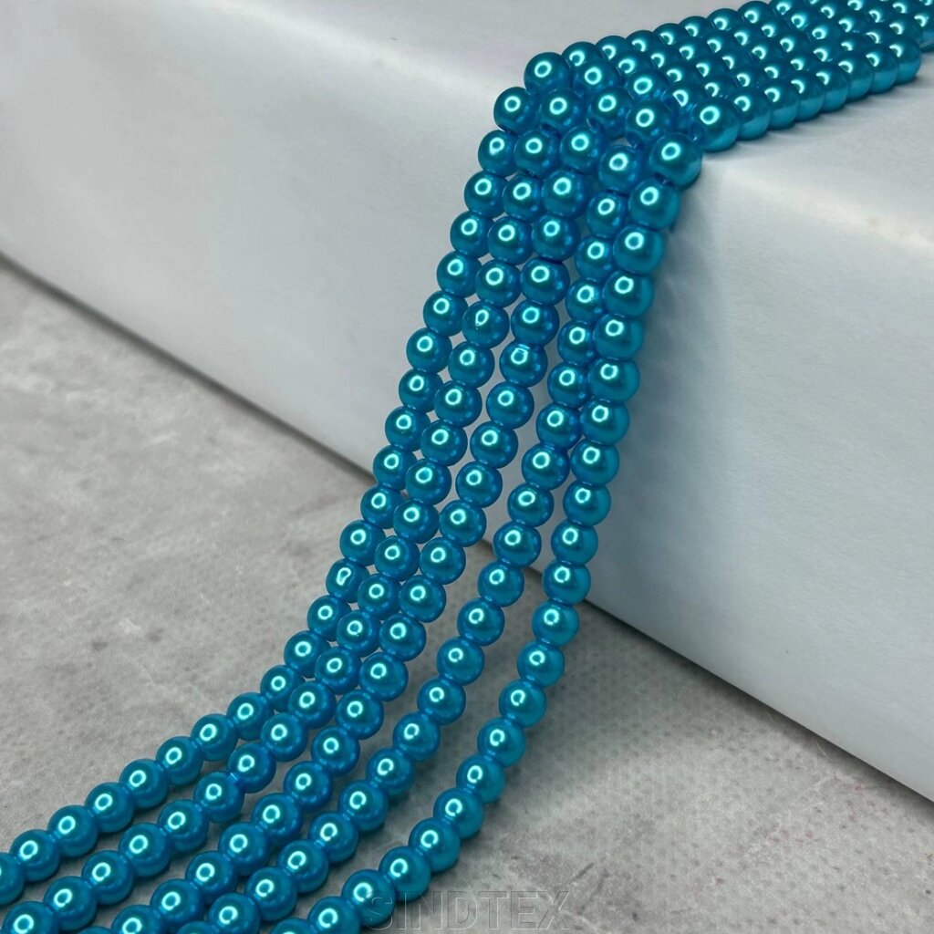 Перли скляні Майорка 6мм - 135шт, колір - блакитний від компанії SINDTEX - фото 1