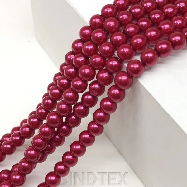 Перли скляні Майорка 6мм - 135шт, колір - червоний від компанії SINDTEX - фото 1