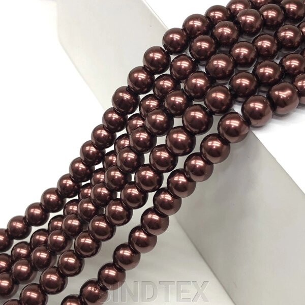 Перли скляні Майорка 6мм - 135шт, колір - шоколадний від компанії SINDTEX - фото 1