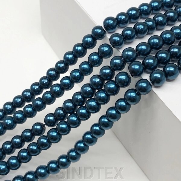 Перли скляні Майорка 6мм - 135шт, колір - синій від компанії SINDTEX - фото 1