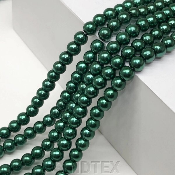 Перли скляні Майорка 6мм - 135шт, колір - зелений від компанії SINDTEX - фото 1