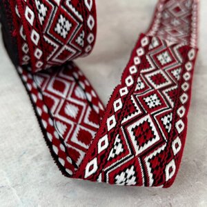 Тасьма національна 3,2 см - орнамент ромби червоний в Одеській області от компании SINDTEX