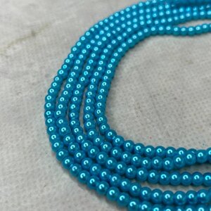 Перли скляні Майорка 4мм - 210шт, колір - блакитний