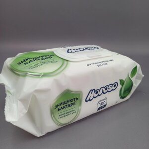 Серветки Horoso вологі, що очищають з антибактеріальним ефектом з екстрактом алое 100 штук