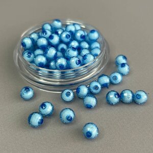 (20 гр) Акрилові грановані намистини "З білою серединкою" 8 мм - блакитний