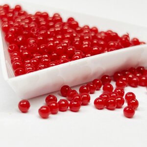 (20 грам) Намистини пластик Ø3мм - червоний матовий