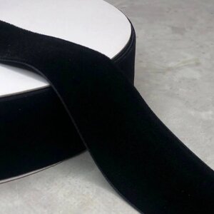 Оксамитова стрічка декоративна 3,8 см боб. 22 м. колір чорний