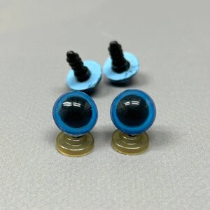 5 пар - Очі гвинтові для іграшок 14 мм з фіксатором - блакитний