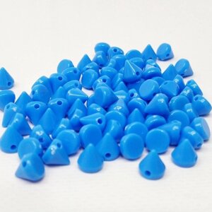 Бусины пластиковые конус 8х8мм - 10 гр, цвет голубой