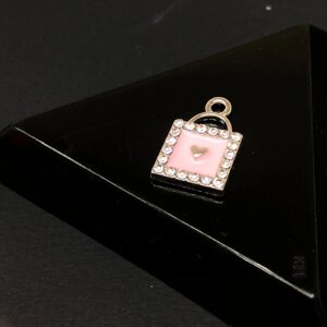 Підвіска "Замочок рожевий" 11х17 мм, колір Сталь