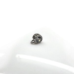 Підвіска з фіанітом, 4 мм колір срібло (гіпоалергенний сплав)