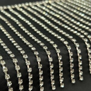 Бахрома стразова 12 см, довжина 1 м - світле срібло, кристал 3 мм в Одеській області от компании SINDTEX