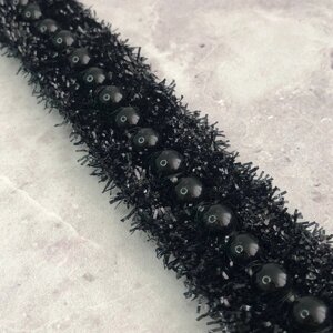Тесьма декоративна 2 см з намистами - чорний (#13-11443)