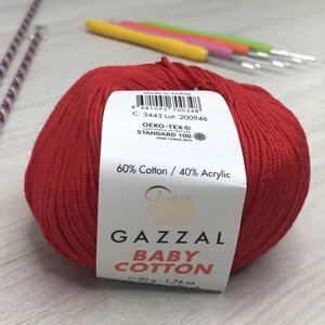Пряжа Gazzal – Baby Cotton колір 3443 Червоний