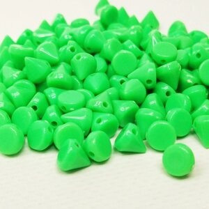 Бусины пластиковые конус 8х8мм - 10 гр, цвет зеленый неон