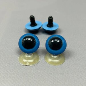 5 пар - Очі гвинтові для іграшок 20 мм з фіксатором - блакитний