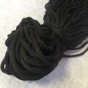 5-мм шнур текстильний полімідний, чорний (90м)
