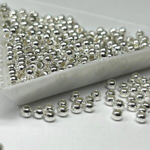 (20 грам) Намистини пластик Ø3мм - срібло хромоване