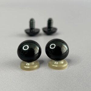 10 шт - Очі гвинтові для іграшок 16 мм з фіксатором - чорний