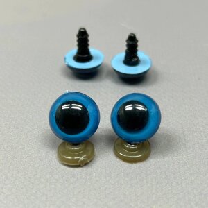 5 пар - Очі гвинтові для іграшок 16 мм з фіксатором - блакитний