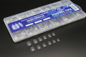 Гелеві тіпси для нарощування нігтів, форма Квадрат, 600 шт.