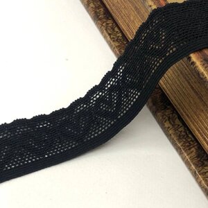 Оздоблювальна еластична резинка мереживо для білизни 3 см - колір чорний