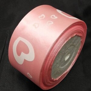 Лента атласная розовая Валентики 5см (23м) Sindtex (АЛР5-007)