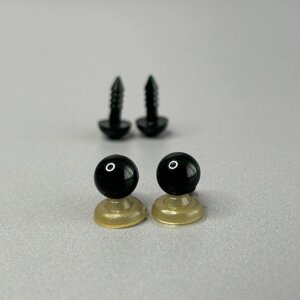 10 шт - Очі гвинтові для іграшок 8 мм з фіксатором - чорний в Одеській області от компании SINDTEX