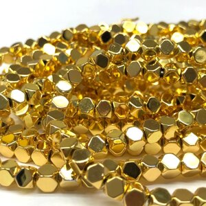 Намистини Гематит шестигранник 4х4 мм, (95 шт) - колір Лимонне золото в Одеській області от компании SINDTEX