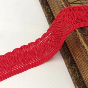 Оздоблювальна еластична резинка мереживо для білизни 3 см - колір червоний