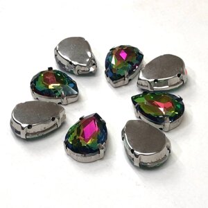 Стрази в цапах 13х18 мм (скло) Крапля, хамелеон