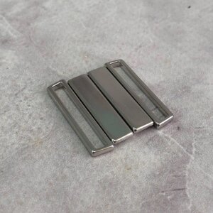 Застібка (HG-49) металева для купальника 2,6 см - нікель