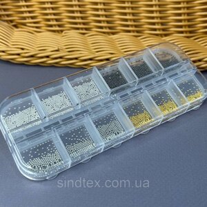 Набір металевих бульйонок для дизайну нігтів, 12 секцій (4 кольори) в Одеській області от компании SINDTEX