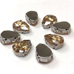 Стрази в цапах 13х18 мм (скло) Крапля, шампанське