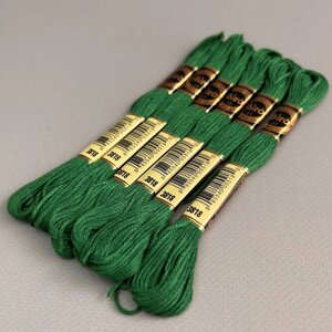 (6 шт по 8м) Набір муліне Airo (нитки для вишивання) - зелений #3818