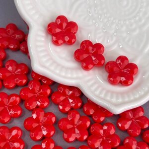 (20 гр) Намистини пластикові Квіточка 14 мм - червоний