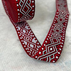 Тасьма національна 2,3 см - орнамент ромби червоний в Одеській області от компании SINDTEX
