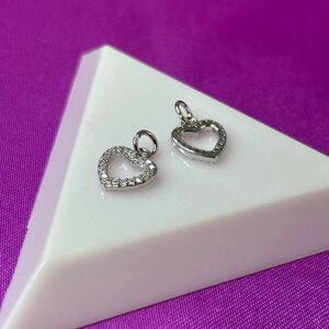 Підвіска "Серце" 10х11 мм, колір Срібло (гіппоалергенний сплав)