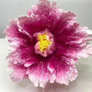 Квітка Тюльпан для декору, велика, колір - малиновий з білим