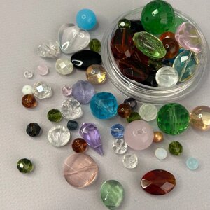 (150 гр) Намистини скляні МІКС кольорів і розмірів - кольоровий