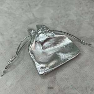 Мішечок подарунковий парча 7х9 см - срібло