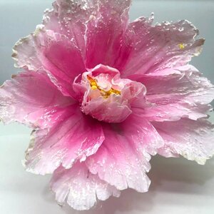 Квітка Тюльпан для декору, велика, колір - рожевий з білим
