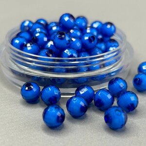 (20 гр) Акрилові грановані намистини "З білою серединкою" 8 мм - синій