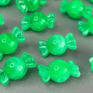 (20 гр) Намистини пластик цукерка 12х22 мм, - зелений