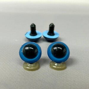 5 пар - Очі гвинтові для іграшок 18 мм з фіксатором - блакитний