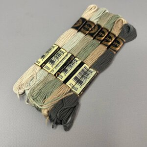 (6 шт по 8м) Набір муліне Airo (нитки для вишивання) - сірий мікс (3033-535)