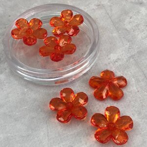 (20 грам) Ø23 мм Намисто пластик Квітка, #3971/132 - помаранчевий прозорий в Одеській області от компании SINDTEX