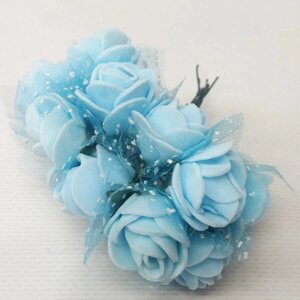 Фоаміранові трояндочки з Фатіном (12шт) колір- Блакитний в Одеській області от компании SINDTEX