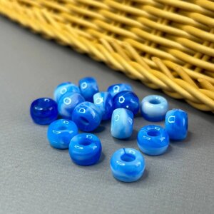 (20 гр) Намистини пластик бочонок 6х9 мм, - синій
