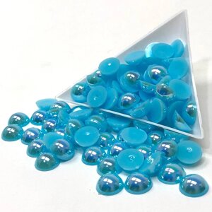 Полубусины перламутровые 10 мм, 10 гр/уп цвет - голубой с АВ покрытием - А3